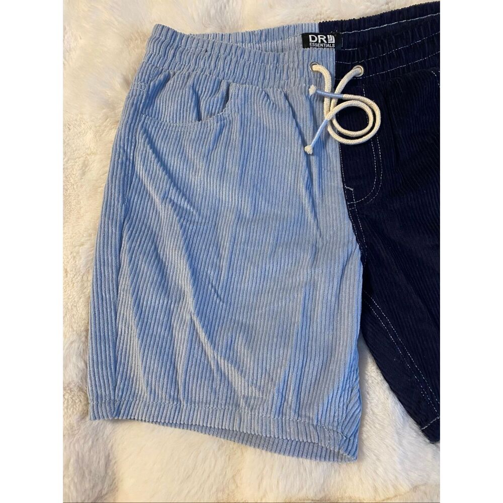 DR Essentials Two-Tone Light Blue and Navy Corduroy Athletic Shorts Sz S NWT - Picture 4 of 9